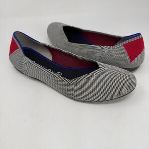 Rothy's Shale Cherry Ribbon Stripe Ballet Flats 10.5